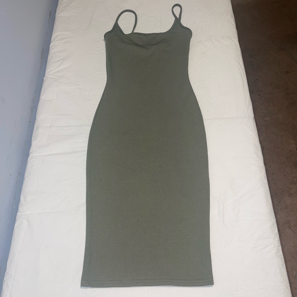 Olive spaghetti strap dress